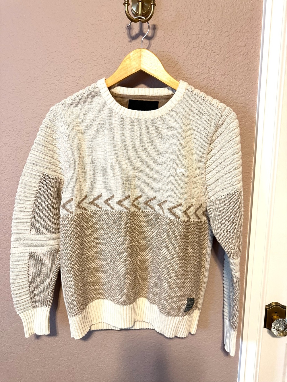 A. Tiziano Men’s Cream Cotton Sweater